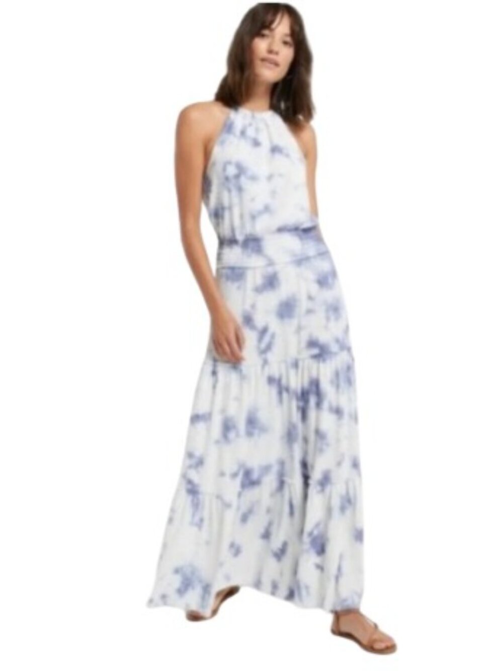 Z Supply Womens Beverly Maxi Dress Tie Dye Ribbed Knit Ruffle Tiered XS